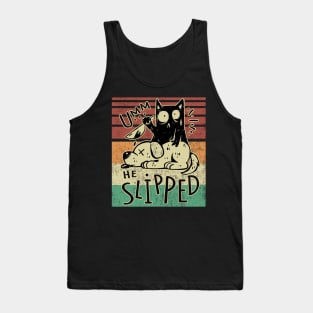 Cat With Knife Funny Cat Umm He Slipped Tank Top